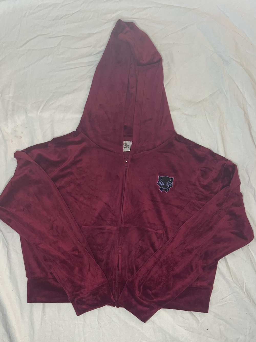 Marvel Women's XL Maroon Velour Zip-Up Hoodie Jacket